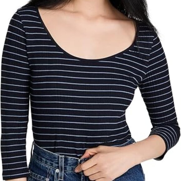 NWT - VINCE. Striped ribbed-knit top Navy Size - SMALL - Picture 1 of 10